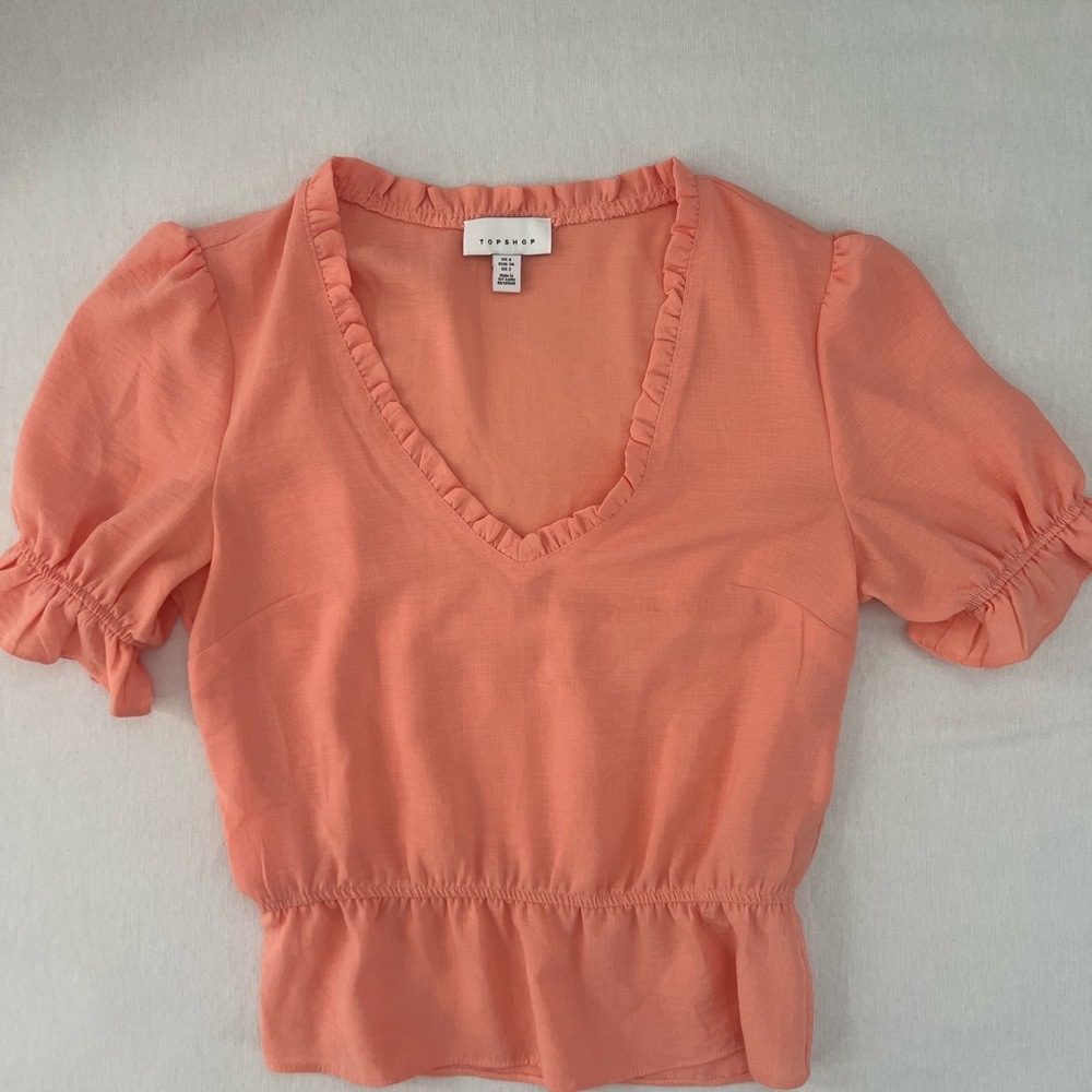 Topshop Orange Blouse with Elegant Silhouette